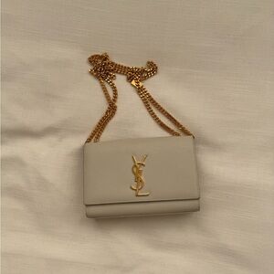 Yves Saint Laurent Beige Crossbody Bag with Gold Chain